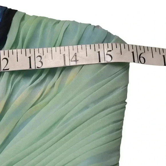 Jovani Gown Blue Green Floral Watercolor Beaded Strapless Chiffon Prom Grad 4 - Picture 14 of 15